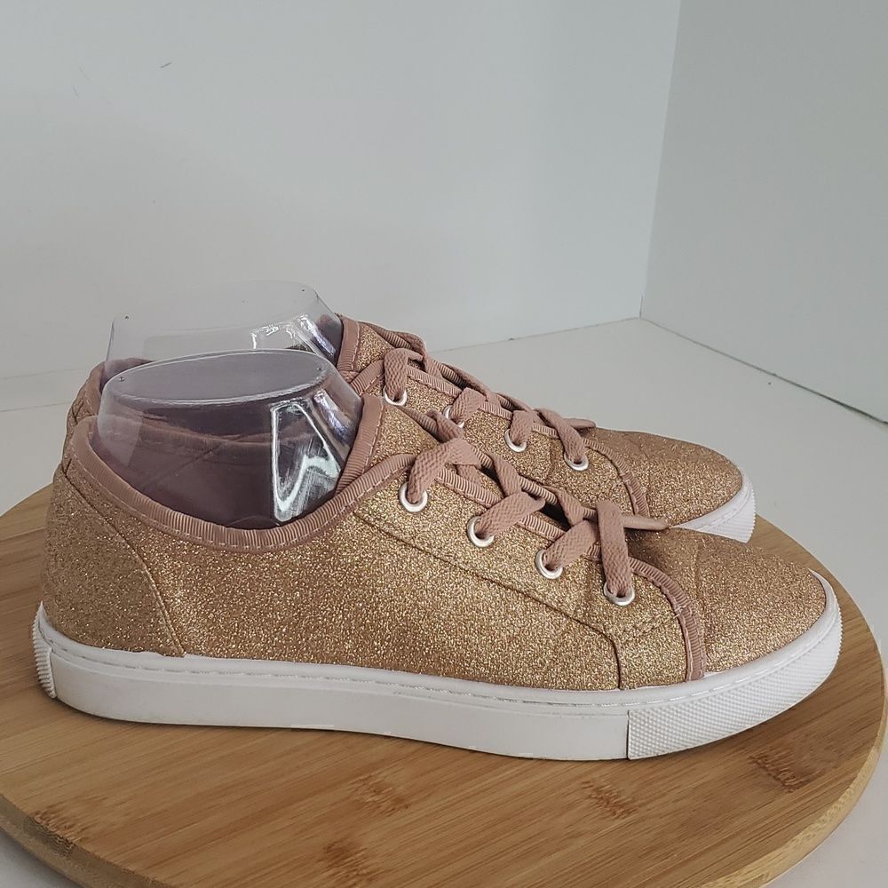 ASOS Rose Gold Glitter Canvas Sneakers Women's Shoe Size 7WF